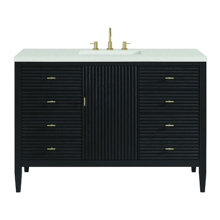 James Martin Vanities 48'' Vanity, Carbon Oak w/ 3 CM Lime Delight Quartz Top 485-V48-CBO-3LDL